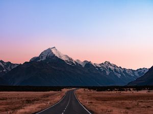 Preview wallpaper road, mountains, peaks, marking