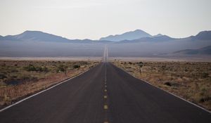 Preview wallpaper road, mountains, plain, nature