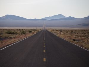 Preview wallpaper road, mountains, plain, nature