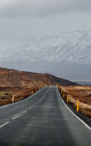 Preview wallpaper road, mountains, relief, peaks, fog