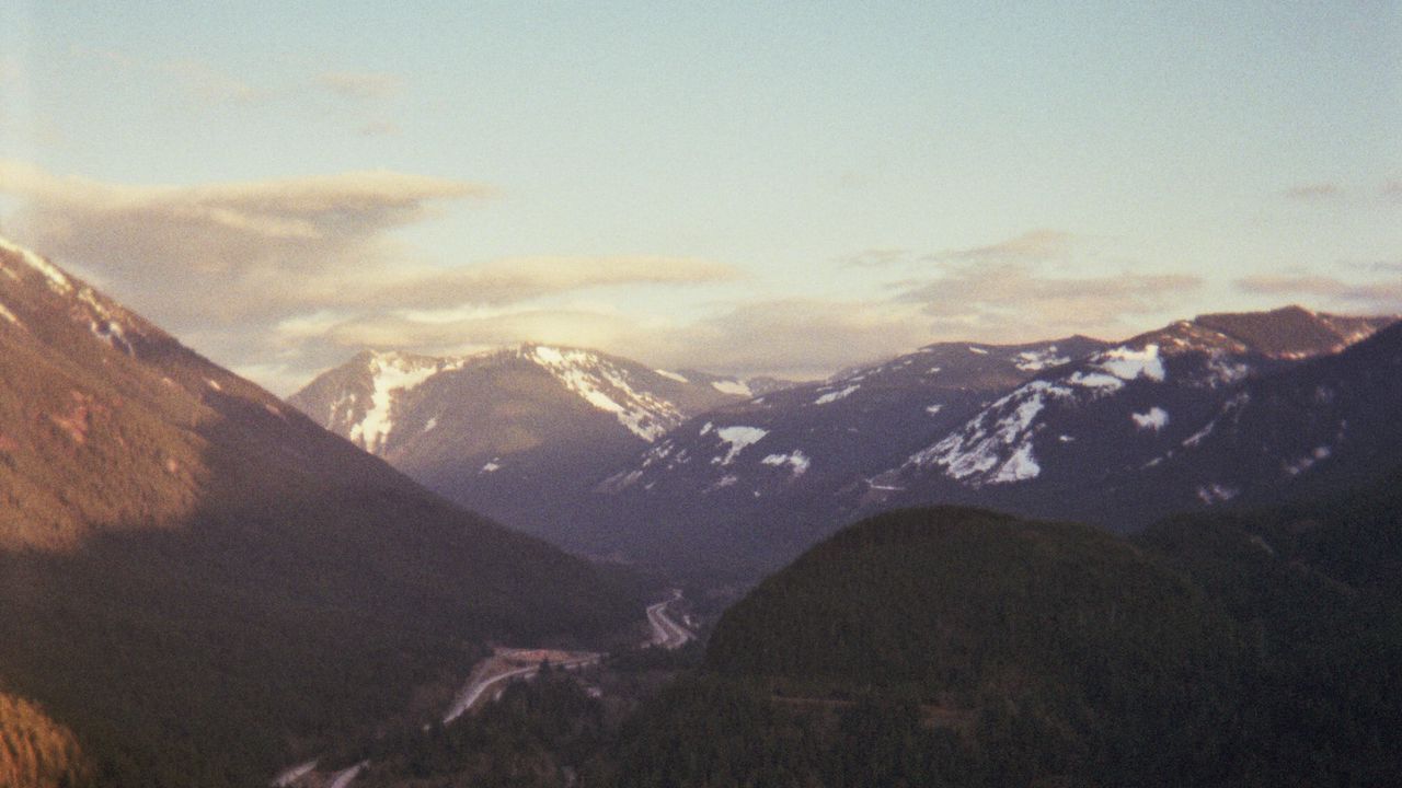 Wallpaper road, mountains, snow, snowy, trees