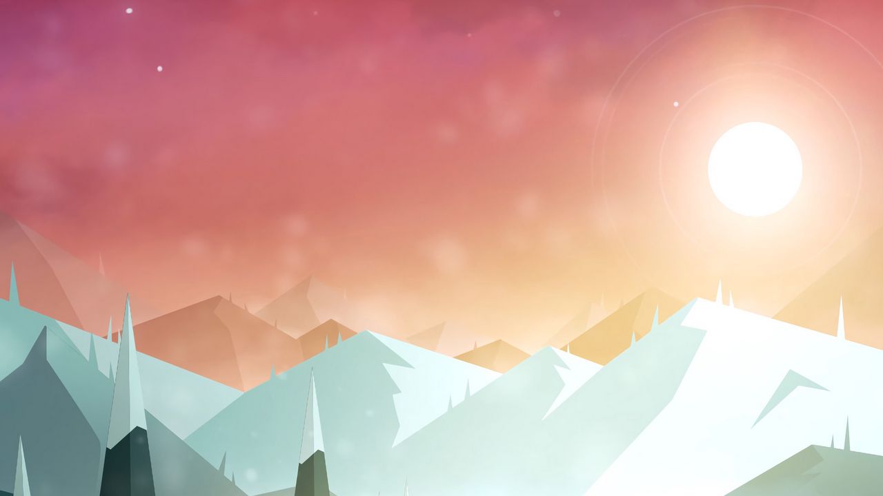 Wallpaper road, mountains, sun, snow, art