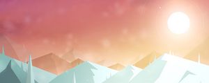 Preview wallpaper road, mountains, sun, snow, art