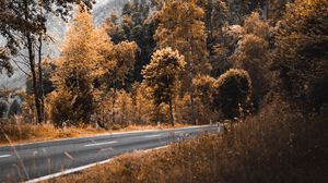 Preview wallpaper road, mountains, trees, nature