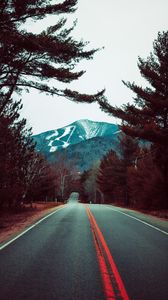 Preview wallpaper road, mountains, trees, nature, landscape