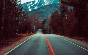 Preview wallpaper road, mountains, trees, nature, landscape