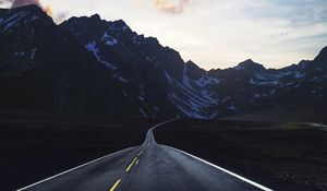 Preview wallpaper road, mountains, twilight, nature