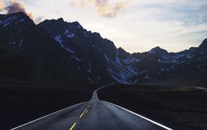Preview wallpaper road, mountains, twilight, nature