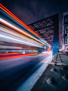 Preview wallpaper road, movement, construction, long exposure, backlight