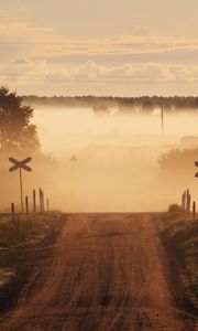 Preview wallpaper road, moving, fog, signs