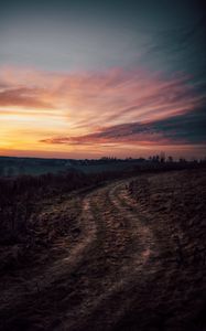 Preview wallpaper road, nature, twilight, sunset, landscape