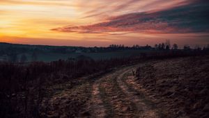 Preview wallpaper road, nature, twilight, sunset, landscape
