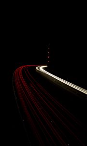 Preview wallpaper road, neon, long exposure, dark