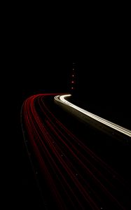 Preview wallpaper road, neon, long exposure, dark