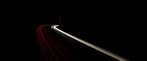 Preview wallpaper road, neon, long exposure, dark
