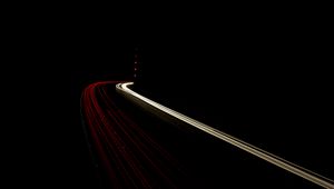 Preview wallpaper road, neon, long exposure, dark