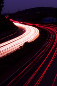 Preview wallpaper road, night, backlight, turn, dark