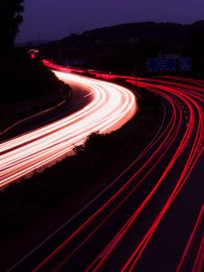 Preview wallpaper road, night, backlight, turn, dark