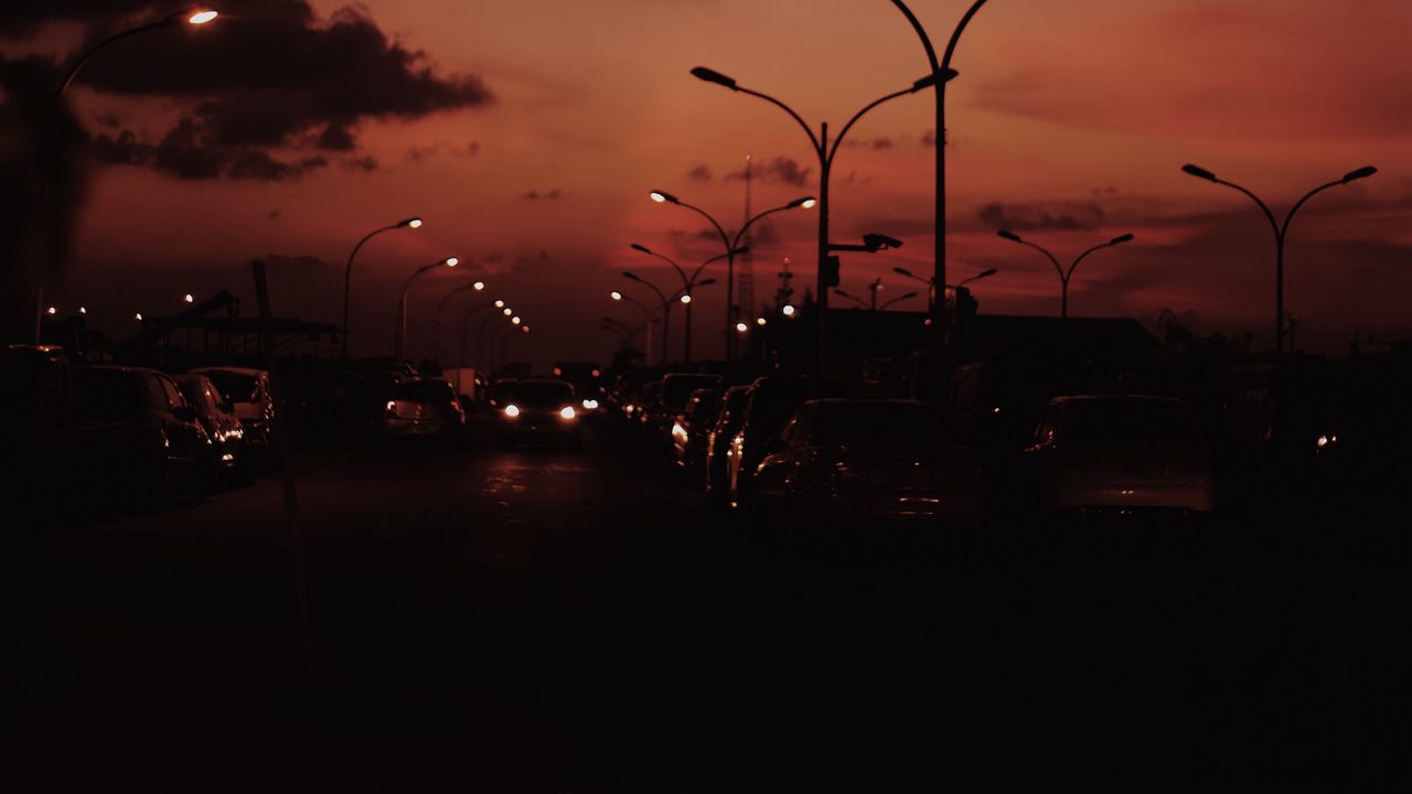 Wallpaper road, night, cars, lights, dark