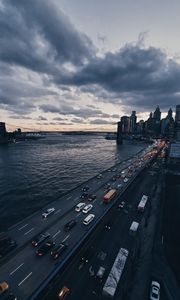 Preview wallpaper road, night city, city, lights