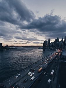 Preview wallpaper road, night city, city, lights