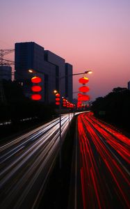Preview wallpaper road, night city, light, traffic, china