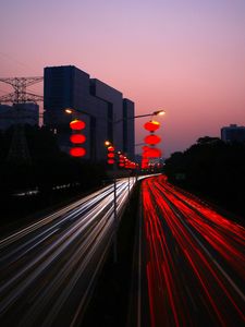 Preview wallpaper road, night city, light, traffic, china