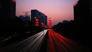 Preview wallpaper road, night city, light, traffic, china