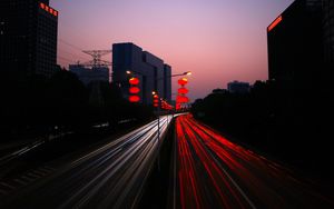 Preview wallpaper road, night city, light, traffic, china