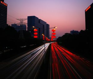 Preview wallpaper road, night city, light, traffic, china