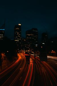 Preview wallpaper road, night city, long exposure, traffic