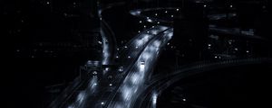 Preview wallpaper road, night city, movement, gray, night