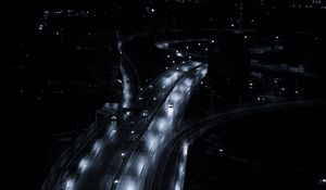 Preview wallpaper road, night city, movement, gray, night