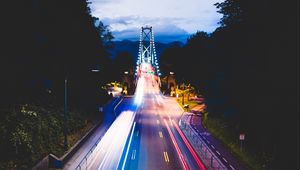 Preview wallpaper road, night city, traffic, bridge, vancouver, canada