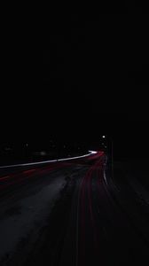 Preview wallpaper road, night, dark, lights, long exposure