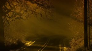 Preview wallpaper road, night, fog, marking