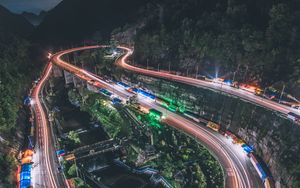 Preview wallpaper road, night, glow, long exposure