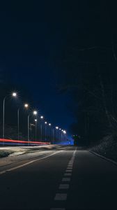 Preview wallpaper road, night, lanterns, light