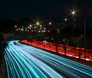 Preview wallpaper road, night, light, turn