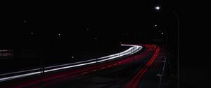 Preview wallpaper road, night, lights, long exposure, dark, darkness