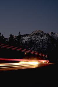 Preview wallpaper road, night, lights, long exposure, lines, dark