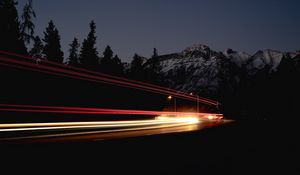 Preview wallpaper road, night, lights, long exposure, lines, dark