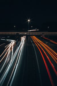 Preview wallpaper road, night, long exposure, traffic, city