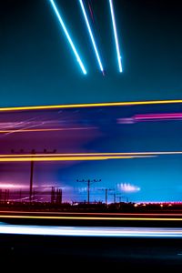 Preview wallpaper road, night, long exposure, neon