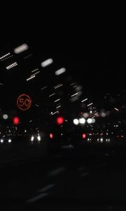 Preview wallpaper road, night, movement, lights, glare, blur