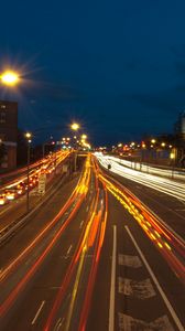 Preview wallpaper road, night, traffic, city lights, speed