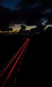 Preview wallpaper road, night, turn, sky