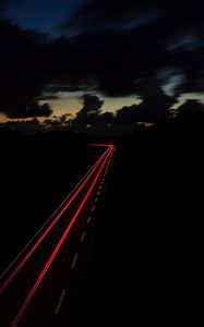 Preview wallpaper road, night, turn, sky