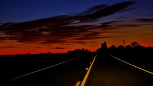 Preview wallpaper road, path, horizon, clouds, sunset