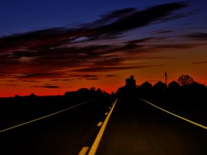 Preview wallpaper road, path, horizon, clouds, sunset